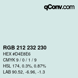 Color code: RGB 212 232 230 | qconv.com