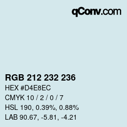 Color code: RGB 212 232 236 | qconv.com