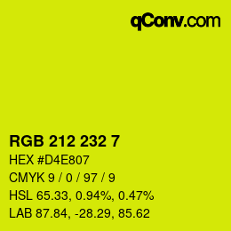 Color code: RGB 212 232 7 | qconv.com