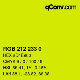 Color code: RGB 212 233 0 | qconv.com