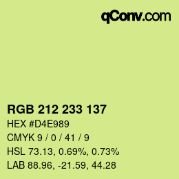 Color code: RGB 212 233 137 | qconv.com