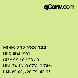 Color code: RGB 212 233 144 | qconv.com