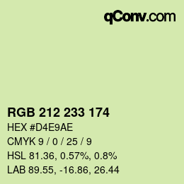 Color code: RGB 212 233 174 | qconv.com