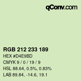 カラーコード: RGB 212 233 189 | qconv.com