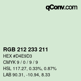 Color code: RGB 212 233 211 | qconv.com