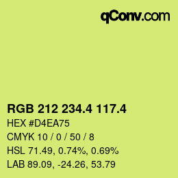 カラーコード: RGB 212 234.4 117.4 | qconv.com