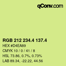 カラーコード: RGB 212 234.4 137.4 | qconv.com