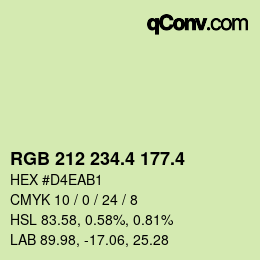 カラーコード: RGB 212 234.4 177.4 | qconv.com