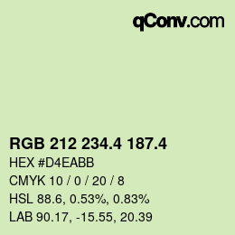 カラーコード: RGB 212 234.4 187.4 | qconv.com
