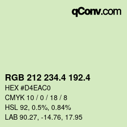 カラーコード: RGB 212 234.4 192.4 | qconv.com