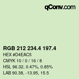 カラーコード: RGB 212 234.4 197.4 | qconv.com