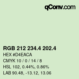 カラーコード: RGB 212 234.4 202.4 | qconv.com