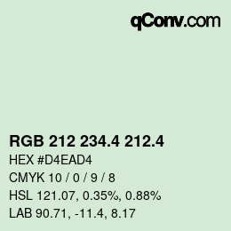 カラーコード: RGB 212 234.4 212.4 | qconv.com