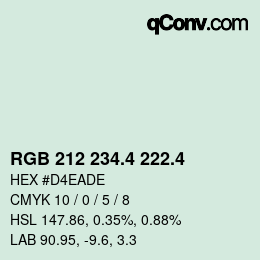 カラーコード: RGB 212 234.4 222.4 | qconv.com