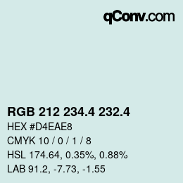 カラーコード: RGB 212 234.4 232.4 | qconv.com