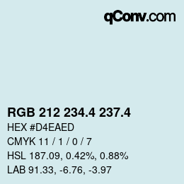 カラーコード: RGB 212 234.4 237.4 | qconv.com