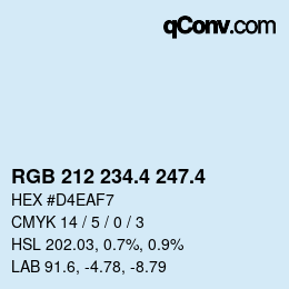 カラーコード: RGB 212 234.4 247.4 | qconv.com