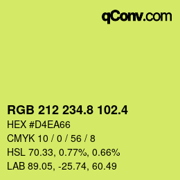 カラーコード: RGB 212 234.8 102.4 | qconv.com