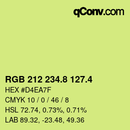カラーコード: RGB 212 234.8 127.4 | qconv.com