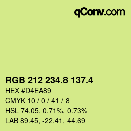 カラーコード: RGB 212 234.8 137.4 | qconv.com