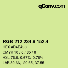 カラーコード: RGB 212 234.8 152.4 | qconv.com