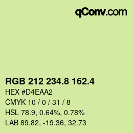 カラーコード: RGB 212 234.8 162.4 | qconv.com
