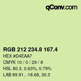 カラーコード: RGB 212 234.8 167.4 | qconv.com