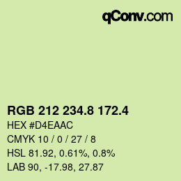 カラーコード: RGB 212 234.8 172.4 | qconv.com