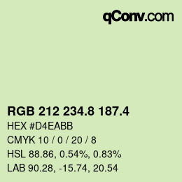 カラーコード: RGB 212 234.8 187.4 | qconv.com