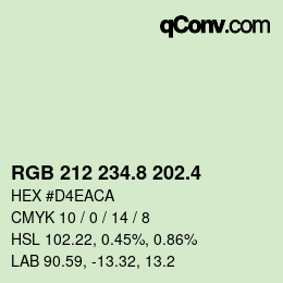カラーコード: RGB 212 234.8 202.4 | qconv.com
