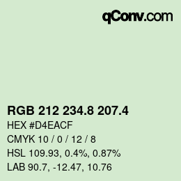 カラーコード: RGB 212 234.8 207.4 | qconv.com