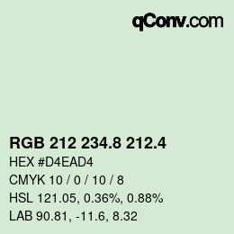 カラーコード: RGB 212 234.8 212.4 | qconv.com