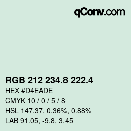 カラーコード: RGB 212 234.8 222.4 | qconv.com