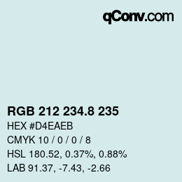 カラーコード: RGB 212 234.8 235 | qconv.com