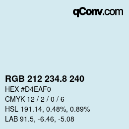 カラーコード: RGB 212 234.8 240 | qconv.com