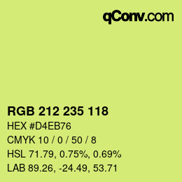 Color code: RGB 212 235 118 | qconv.com