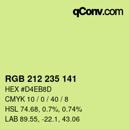 Color code: RGB 212 235 141 | qconv.com