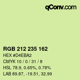 カラーコード: RGB 212 235 162 | qconv.com
