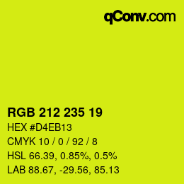 Color code: RGB 212 235 19 | qconv.com