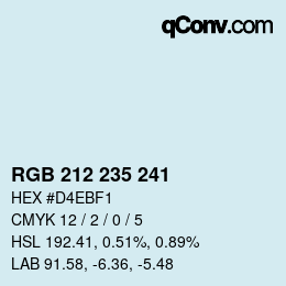 Color code: RGB 212 235 241 | qconv.com