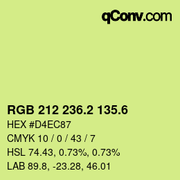 カラーコード: RGB 212 236.2 135.6 | qconv.com