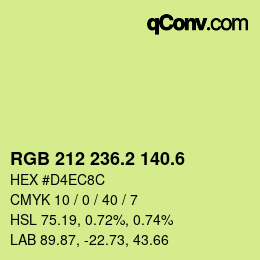カラーコード: RGB 212 236.2 140.6 | qconv.com
