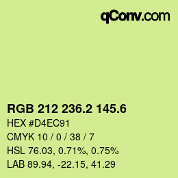 カラーコード: RGB 212 236.2 145.6 | qconv.com