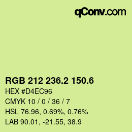 カラーコード: RGB 212 236.2 150.6 | qconv.com