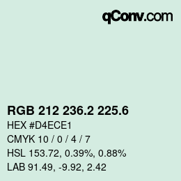 カラーコード: RGB 212 236.2 225.6 | qconv.com