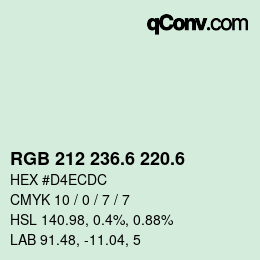 カラーコード: RGB 212 236.6 220.6 | qconv.com