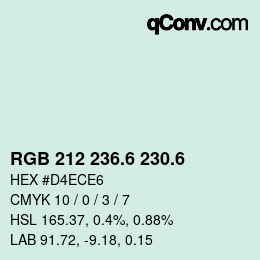 カラーコード: RGB 212 236.6 230.6 | qconv.com