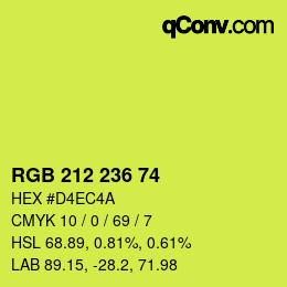 カラーコード: RGB 212 236 74 | qconv.com
