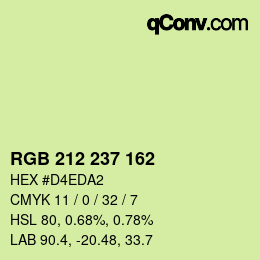 Color code: RGB 212 237 162 | qconv.com