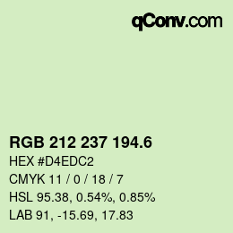 カラーコード: RGB 212 237 194.6 | qconv.com